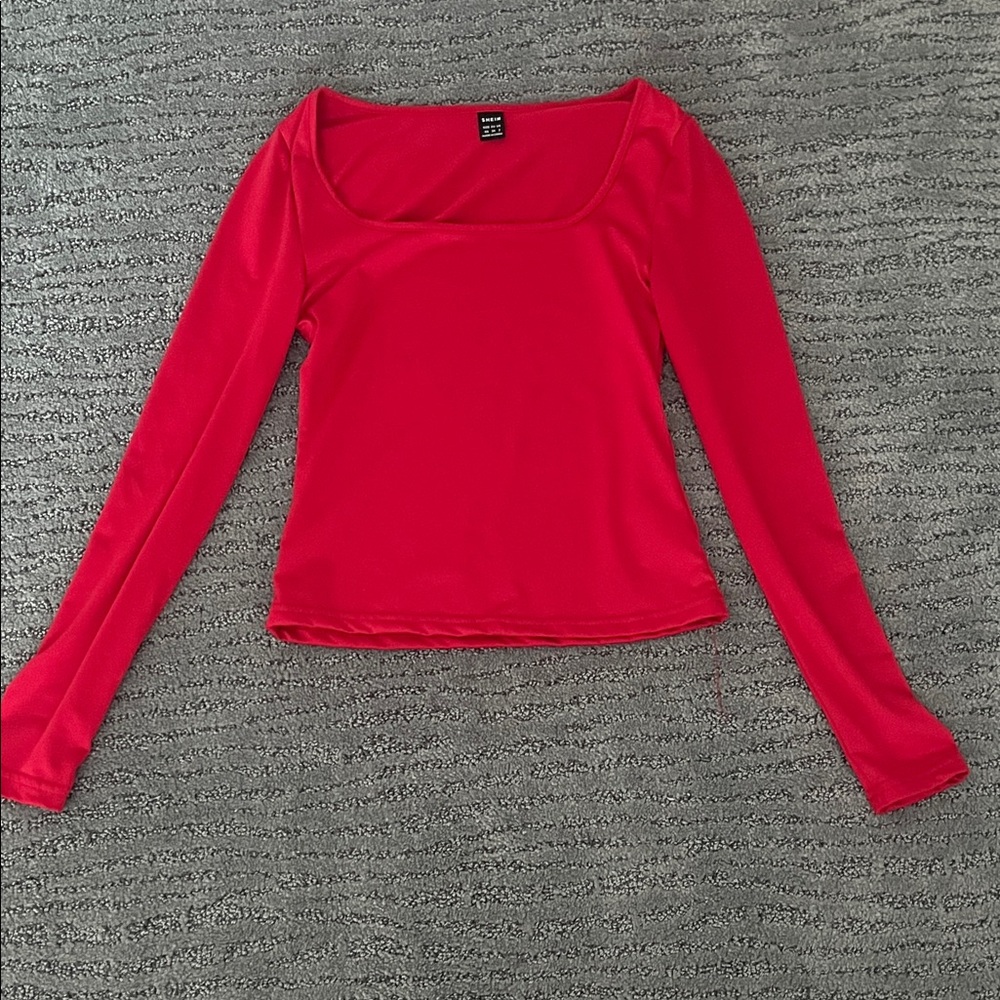 SHEIN Vibrant Red Long Sleeve Blouse
